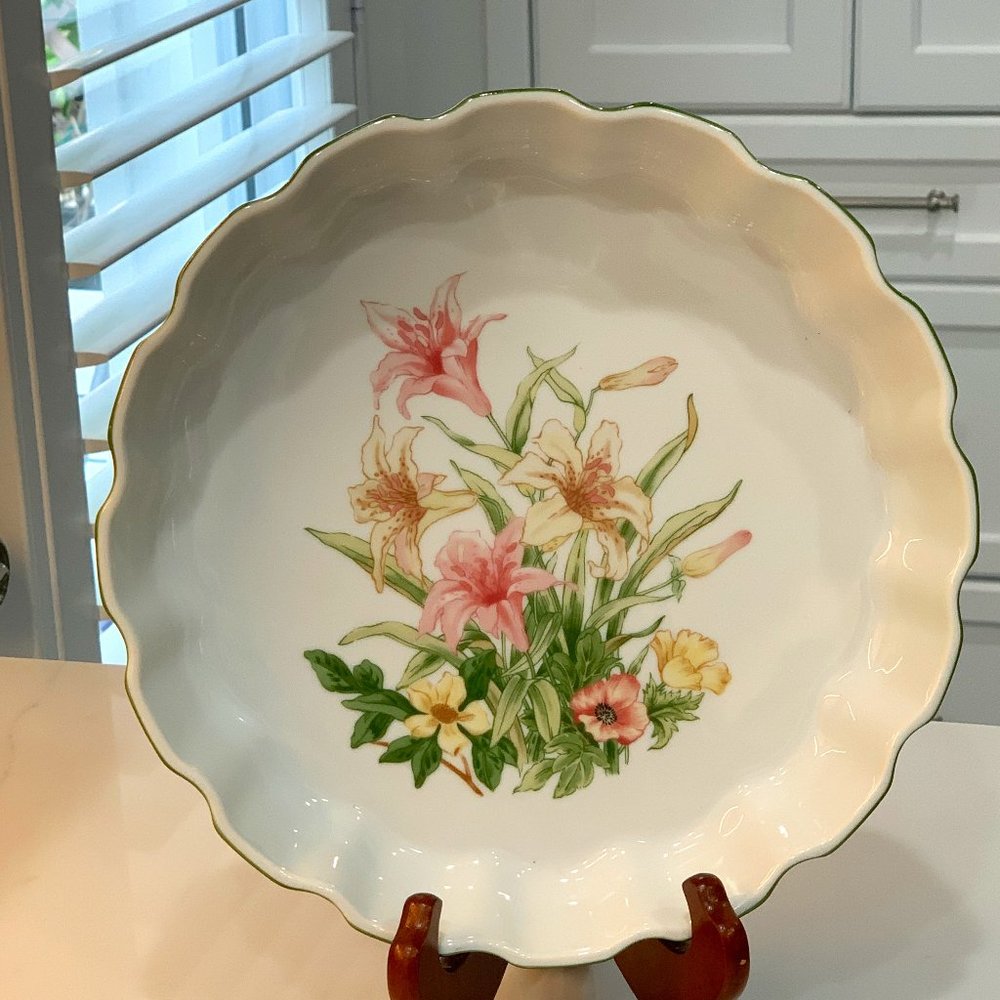 Vintage Jade Lily Fine Porcelain By Shafford BAKING DISH: Quiche/Pie/Tart